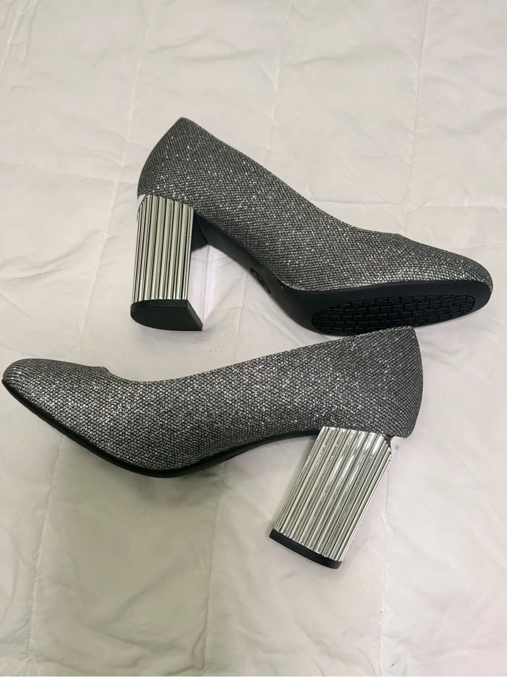 Michael Kors Glittery Charcoal Round-Toe Pumps